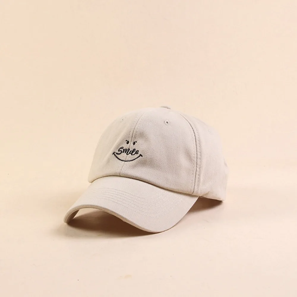 

2019 New Fresh Baseball Caps Men Women Couple Solid Warm Color Letter Smile Embroidery Hip Hop Hat Young Style Sun Dad Hat