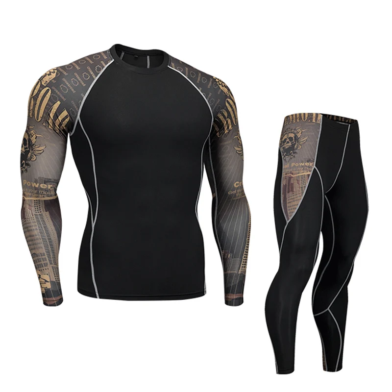

For Running Clothes Quick-drying Fitness MMA Kit Sports Compression Underwear Men Workout Set 2019 Brand Men Tracksuit S-4XL