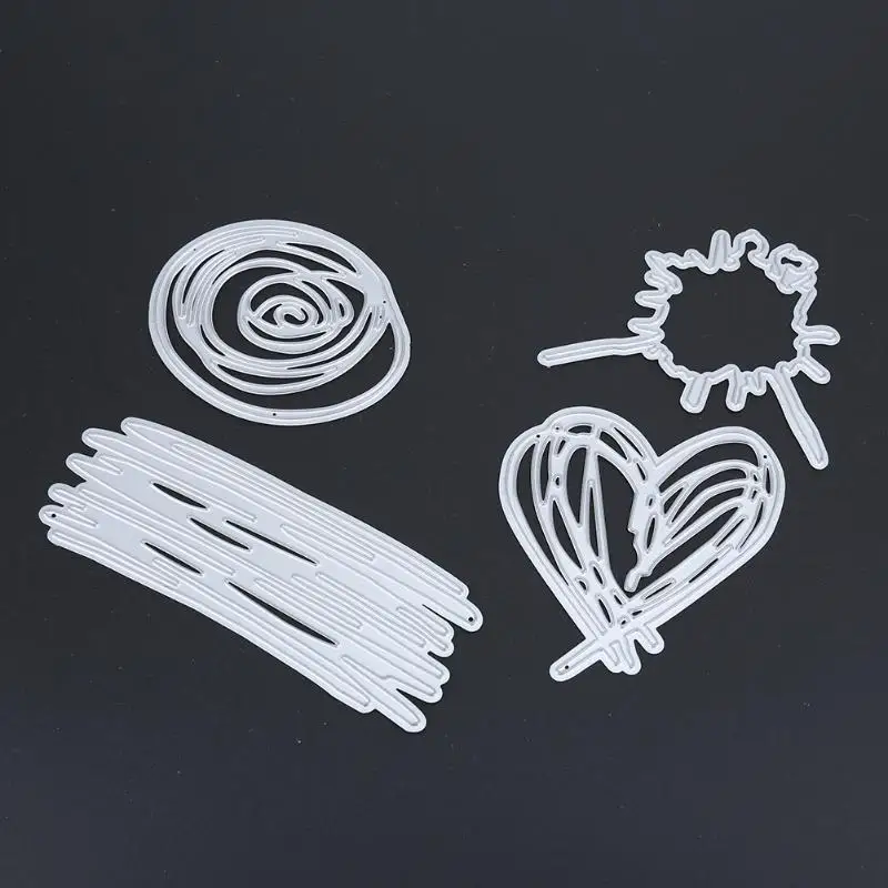 

4Pcs Funny Metal Cutting Dies Heart DIY Cutting Stencil Scrapbooking Photo Album Wedding Invitations Decoration Dies Cut