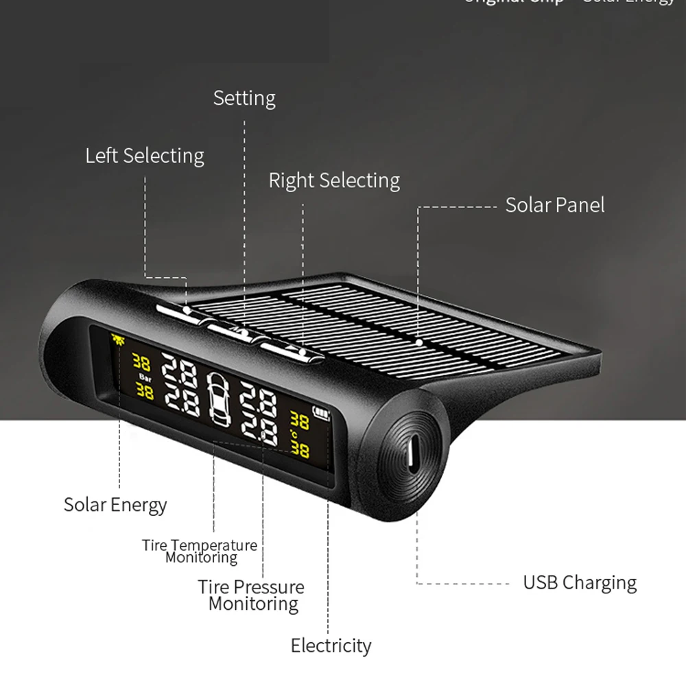 Система контроля давления в шинах TPMS 4 функции сигнализации Автомобильный датчик