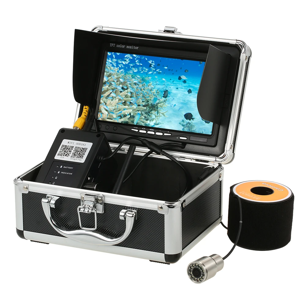 

1000TVL WiFi Underwater Fishing Camera Fish Finder 5 Mobile App Viewing for iOS for Android 7" Color Monitor 30m Cable
