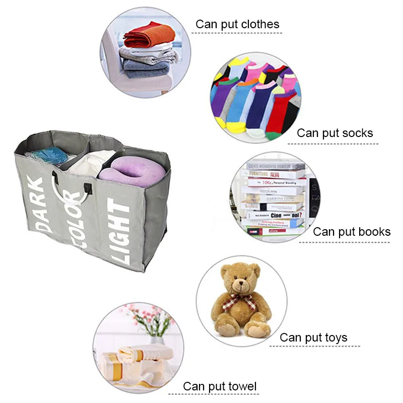 ICESTCHEF 3 مقصورات سلة تخزين ملابس أكسفورد تخزين ملابس سلة تنظيمية للأدوات غسل صندوق تخزين ل لعبة القذرة القماش ICESTCHEF 3 مقصورات سلة تخزين ملابس أكسفورد تخزين ملابس سلة تنظيمية للأدوات غسل صندوق تخزين ل لعبة القذرة القماش