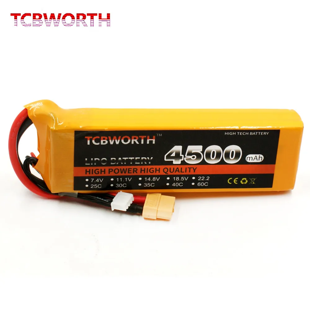 

TCBWORTH 3S RC LiPo battery 11.1V 4500mAh 60C For RC Airplane Helicopter AKKU Car Drone Truck RC battery LiPo 2S Max 120C
