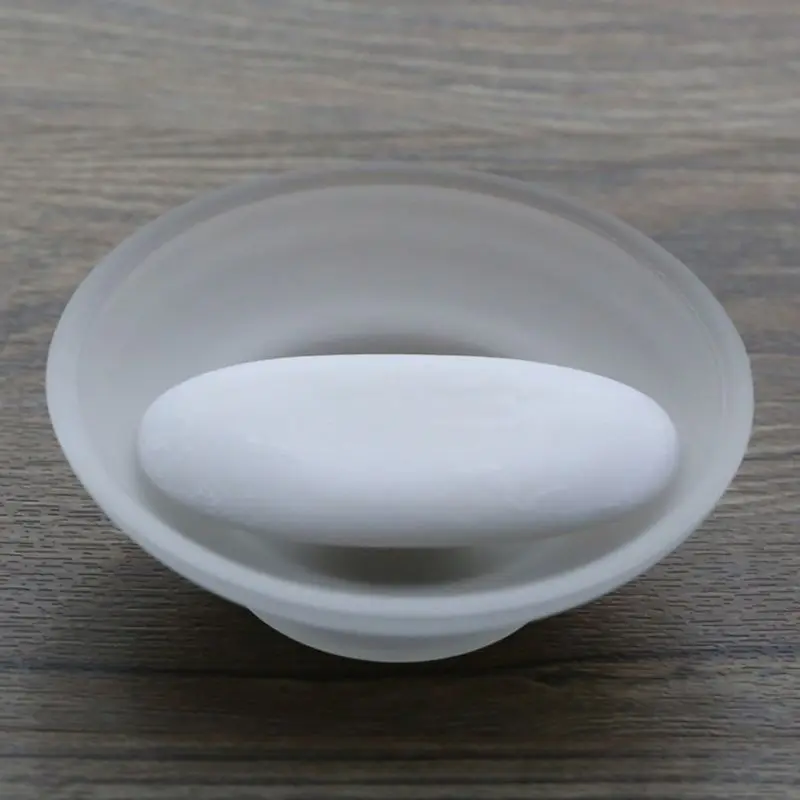 1Pcs Portable Soap Dish Round Glass Storage Box Clear Holder Accessories For Shower Bathroom Hotel 2