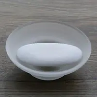 1Pcs Portable Soap Dish Round Glass Storage Box Clear Holder Accessories For Shower Bathroom Hotel 2