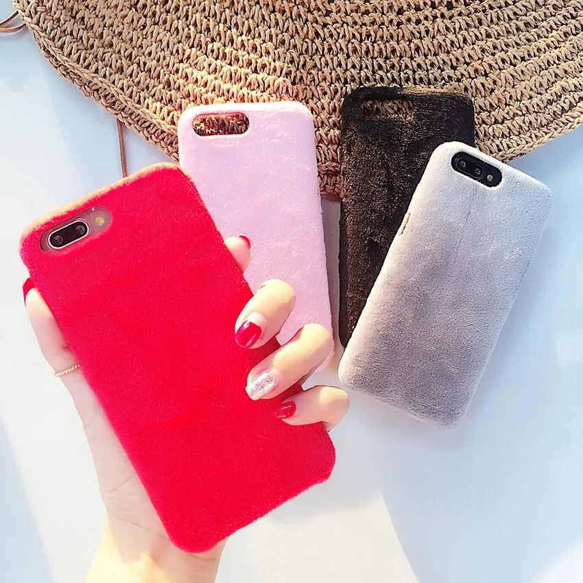 ROHDEA iphoneX Luxury Warm Rabbit Fur Hair Plush Cute Phone Case For