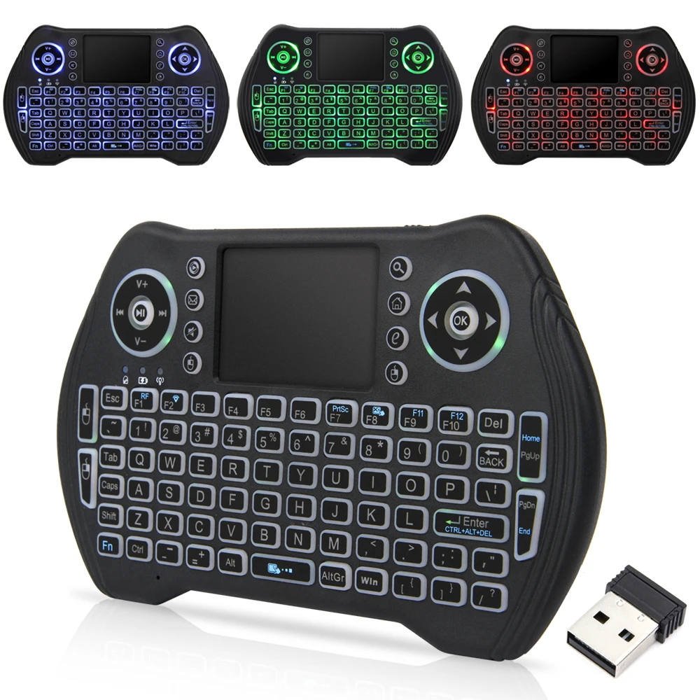 

Backlight Russian English Spanish French 2.4GHz mini Wireless Keyboard MT10 Touchpad Fly Air Mouse Lithium Battery