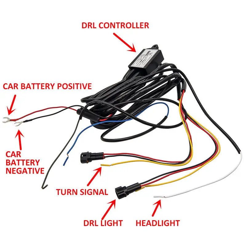 

DRL Controller Auto Car LED Daytime Running Light Relay Harness Dimmer On/Off 12V 30W Fog Light Controller