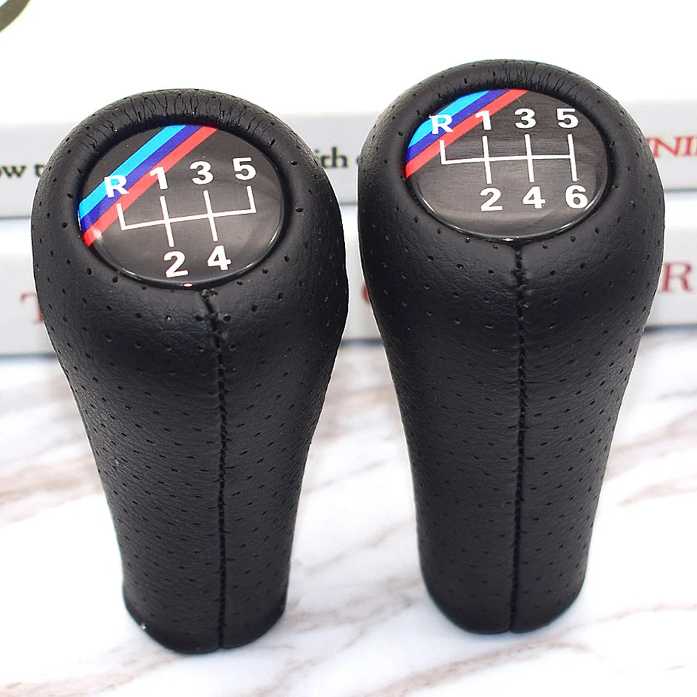 

5 6 Speed Real Leather Gear Shift Knob With M Logo For BMW 1 3 5 6 Series E30 E32 E34 E36 E38 E39 E46 E53 E60 E63 E83 E84 E87