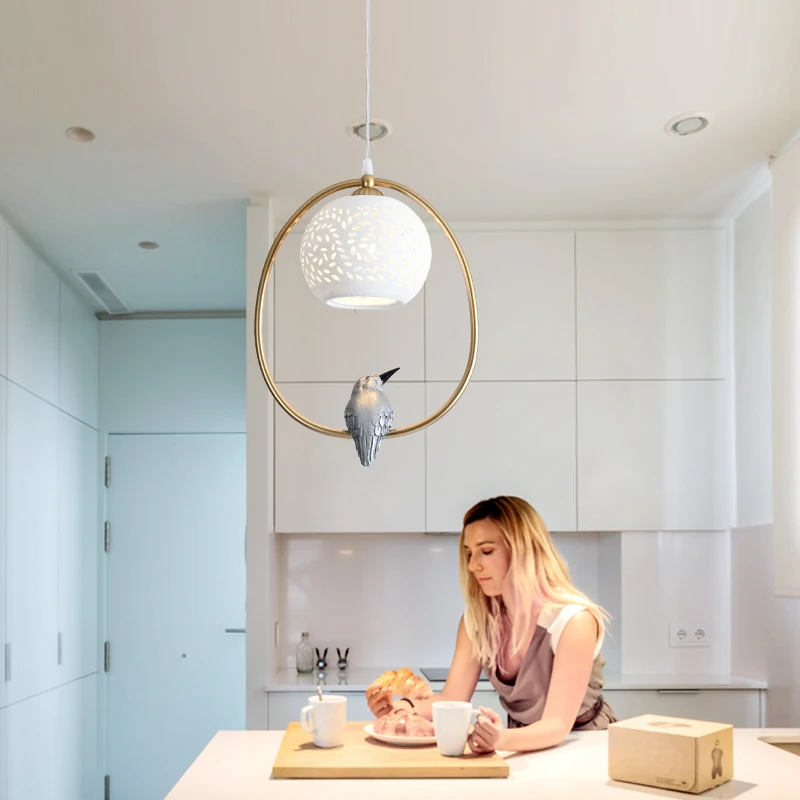 

Modern led Glass Pendant Light Nordic Dining Room Kitchen Light bird Designer Hanging Lamps Home Decor Avize Lustre Lighting E27