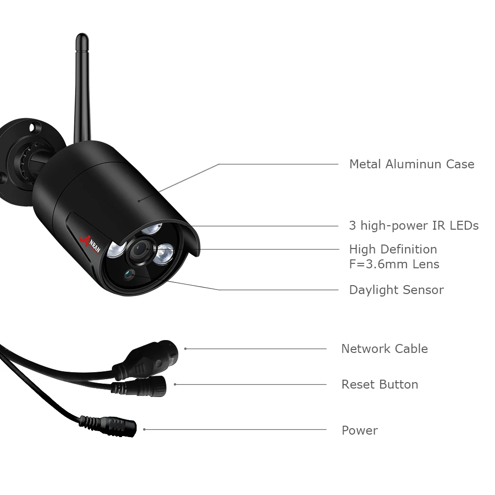 ANRAN 2.0MP IP Camera Wi-fi Outdoor Waterproof HD Video Surveillance Security Camera Built-in SD Card Slot Wifi Camera 1920*1080