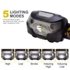 LED Rechargeable Running Headlamp USB Motion Sensor Headlamp Camping Flashlight Head Light Torch Lamp Outdoor Waterproof Light ► Photo 2/6