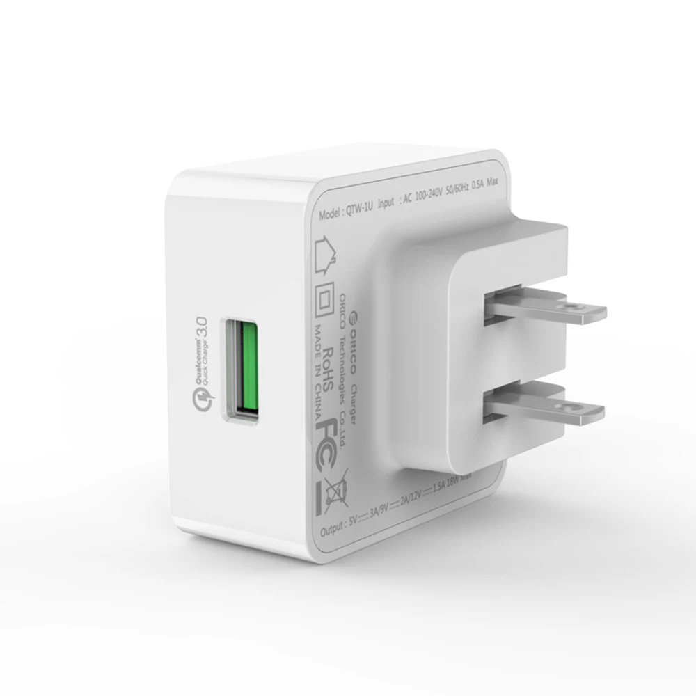 ORICO 1 порт QC3.0 USB умное настенное зарядное устройство со складной вилкой для