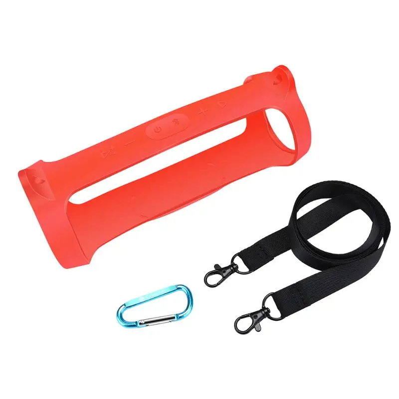 

1 Set New Silicone Case Cover Skin With Strap Carabiner for JBL Charge 4 Portable Wireless Bluetooth Speaker