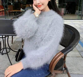 Настоящие норковые кашемировые пуловеры женские модные роскошные шубы из натурального меха свитера OEM потребительская изготовленный на заказ пальто DFP899 - Цвет: Lightgrey