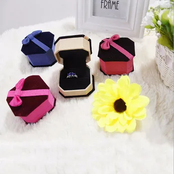 

Jewelry Box Squre Velvet Bow-knot Gift Display Box Jewelry Earring Ring Case Packaging Holder Qrganizer Box Jewelry Storage Box