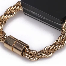 Персонализированные корейский стиль модные золотистые металлические витая Цепочка сильный с магнитной застежкой браслет для влюбленных B1192
