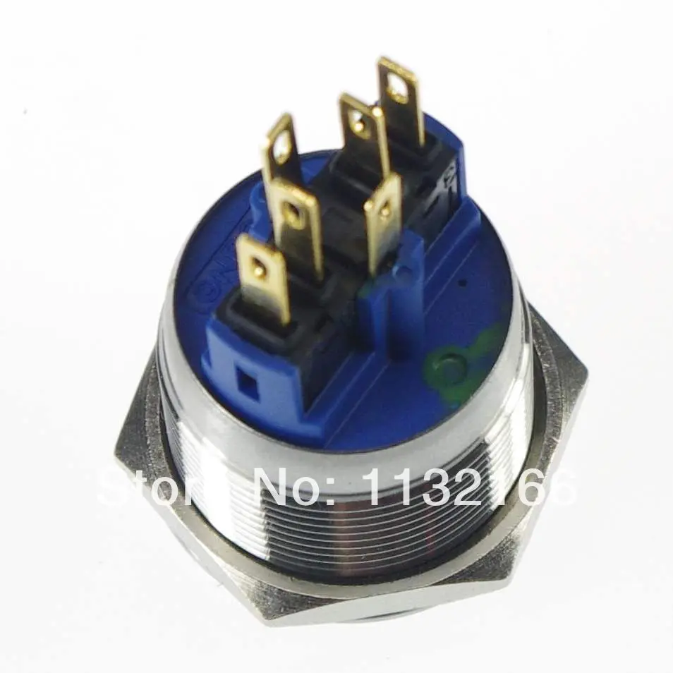 

LED Color Yellow 22mm Dot Illuminated Maintained Latching 1 NO 1 NC Push Button Switch Pin Terminals Waterproof