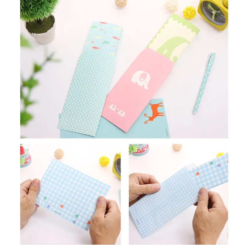  3pcs Envelop 6pcs Colorful Letter Paper Sets Kawaii Animals Big Size Envelopes Writing Paper Set We - 32961657059