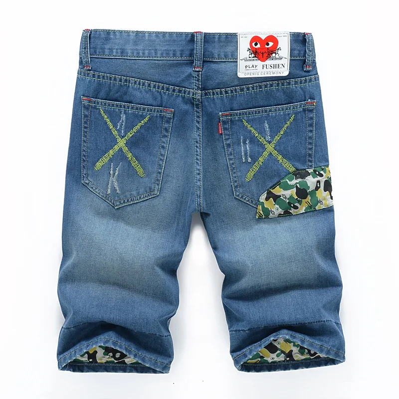 2016 Shorts Men Fashion Casual Mens Jean Shorts Cotton Straight Ripped