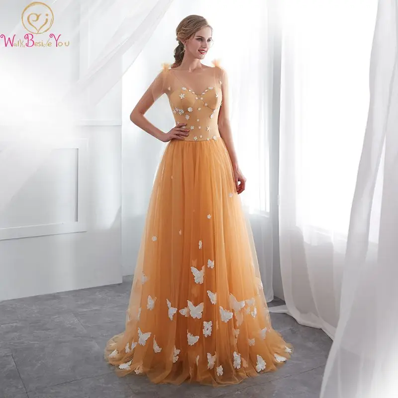

Gold Sweetheart Prom Dresses Long Women Tull A Line Floral Print Lace Up Elegant Simple High Quality Formal Evening Party Gowns