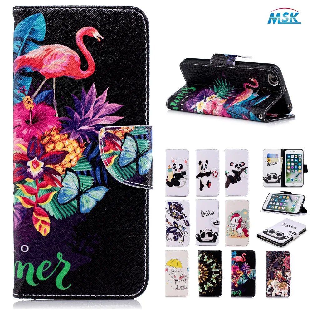 Flip cover for Xiaomi Redmi 4X case PU wallet leather Flamingos patterned Mobile Phone Cases 4 X 5.00 inch funda | Мобильные