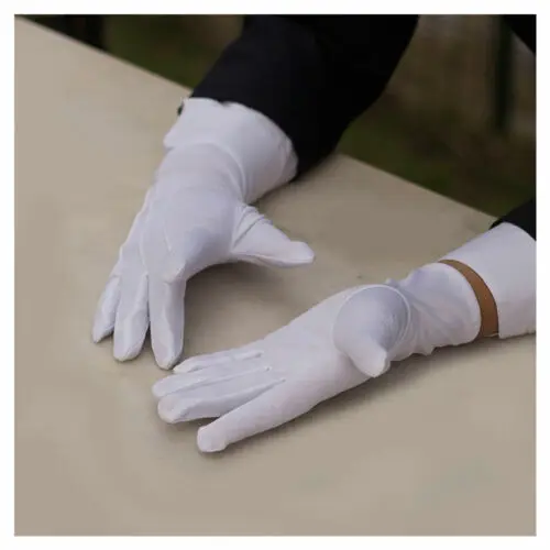 Cotton Gloves New Mens Cotton White Tuxedo Gloves Formal Uniform Guard Band Butler 1 Pair