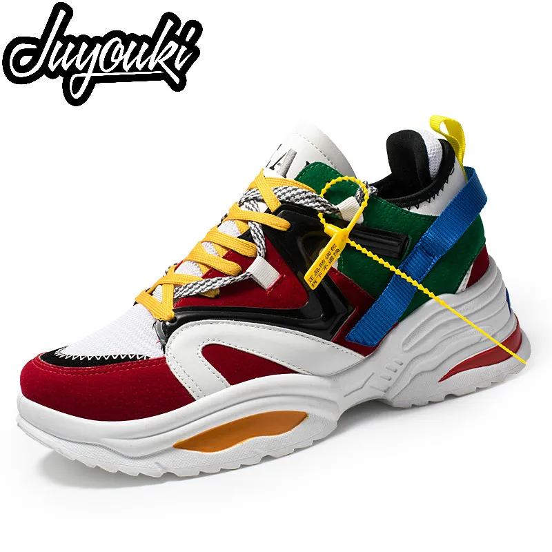 

Juyouki 2019 Spring Unisex Women Men Casual Shoes Flock Platform White Sneakers Lace-Up Sewing Lovers Shoes Zapatos Mujer