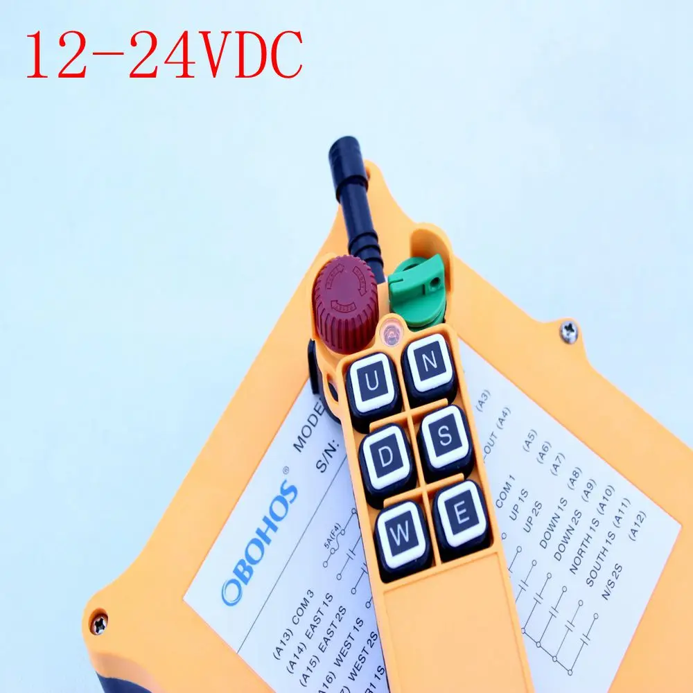 12 24VDC 6 channel 2 Speed 1 Transmitter Hoist Crane Truck Radio Remote