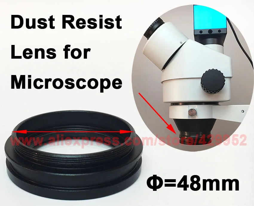 

Auxiliary 1x Objective Lens 48mm For Industry Digital Binocular Trinocular Stereo Microscope Protective Dust Resist