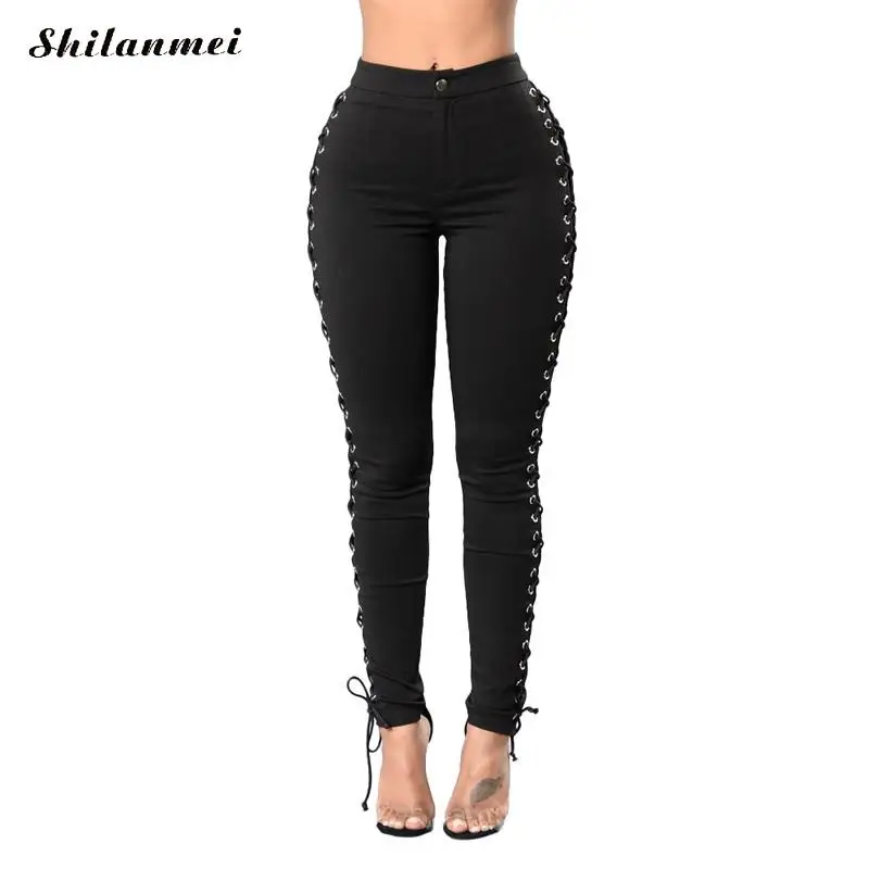 Online Buy Wholesale Ripped Skinny Jeans For Girls From China 2017 sexy ripped jeans women pants cool denim vintage lace-up straight skinny jeans for - Online Buy Wholesale Ripped Skinny Jeans For Girls From China