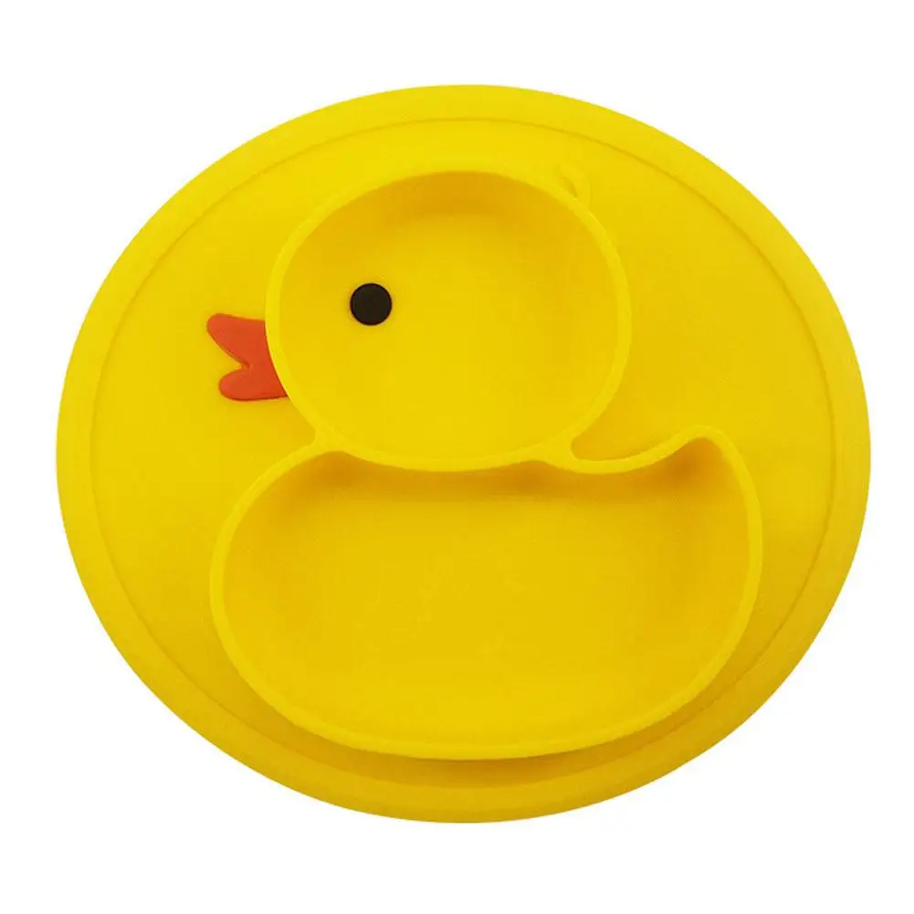 Baby Feeding Plate Edible Silicone Material Cartoon Duck Lunch ...