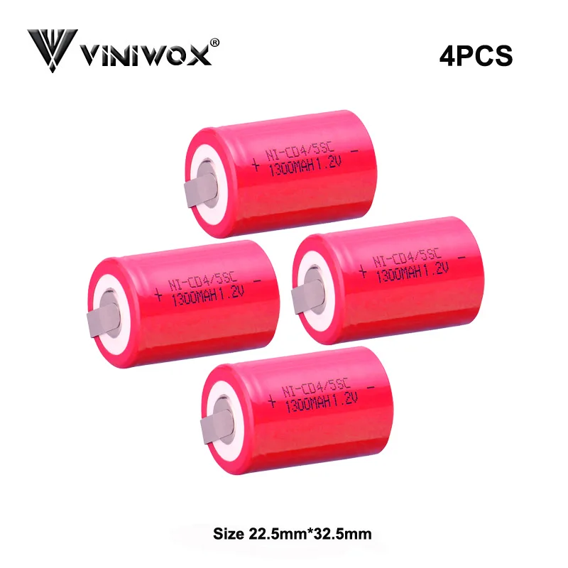 1300 mAh новые Ni-CD 4/5SC 1,2 V аккумуляторные батареи для всех электрических аккумуляторов Электроинструмент никель кадмиевая батарея Аккумулятор - Цвет: 4PCS