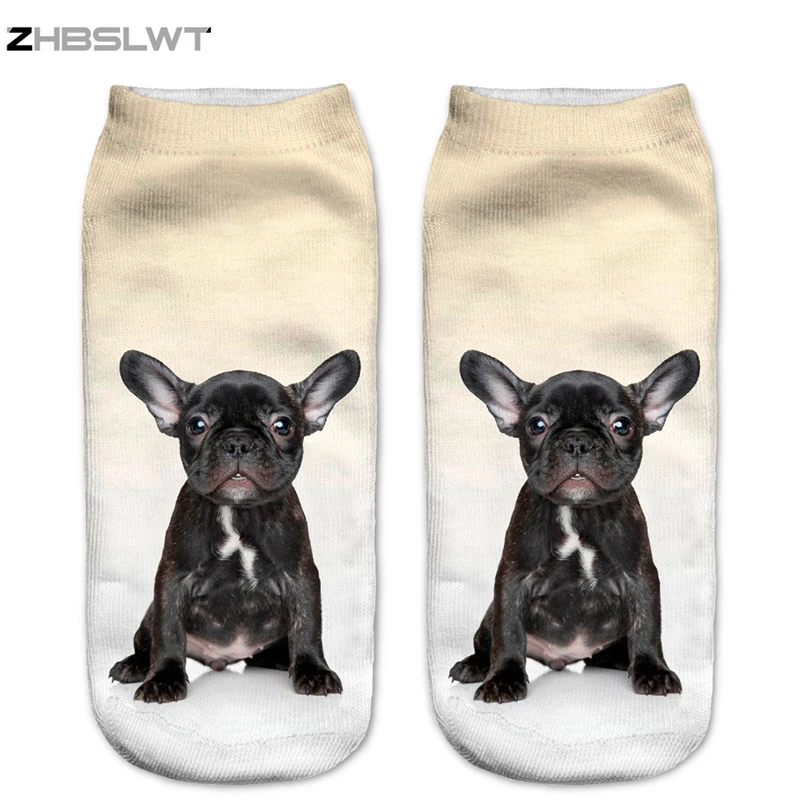 

ZHBSLWT Multiple Colors 3D Printed Black Puppy Women's Socks calcetines Casual Charactor Socks Unisex Low Cut Ankle Socks