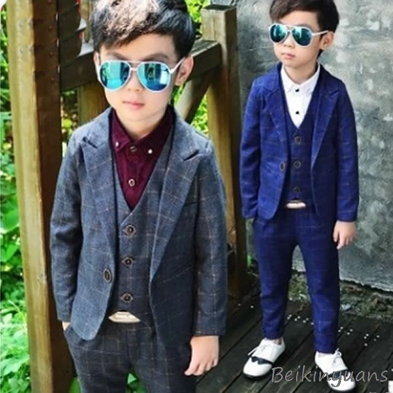 

Spring and Autumn Three-piece suit gentleman children's wear children's trousers boys suit jacket + pants + vest