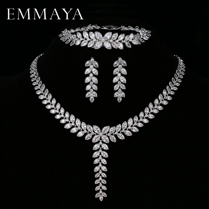Emmaya модная роскошная брошь в форме листа ручной работы из белого золота AAA кубический циркон для женщин Свадебная вечеринка