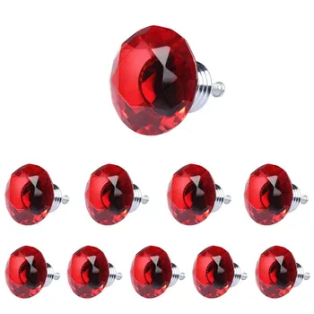 

Hot sale 10X 40mm Diamond Shape Crystal Glass Drawer Cabinet Pull Handle Knob Red Free Shipping High Quality