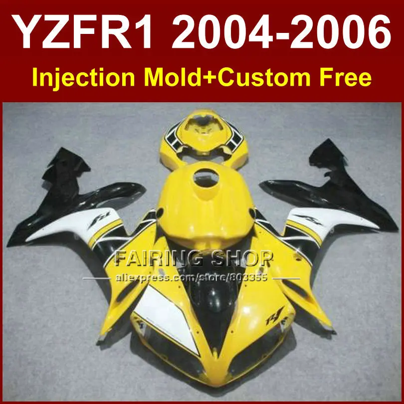 

Custom Injection mold fairings kits for YAMAH R1 2004 2005 2006 YZF R1 04 05 06 YZF 1000 yellow black motorcycle fairing bodykit