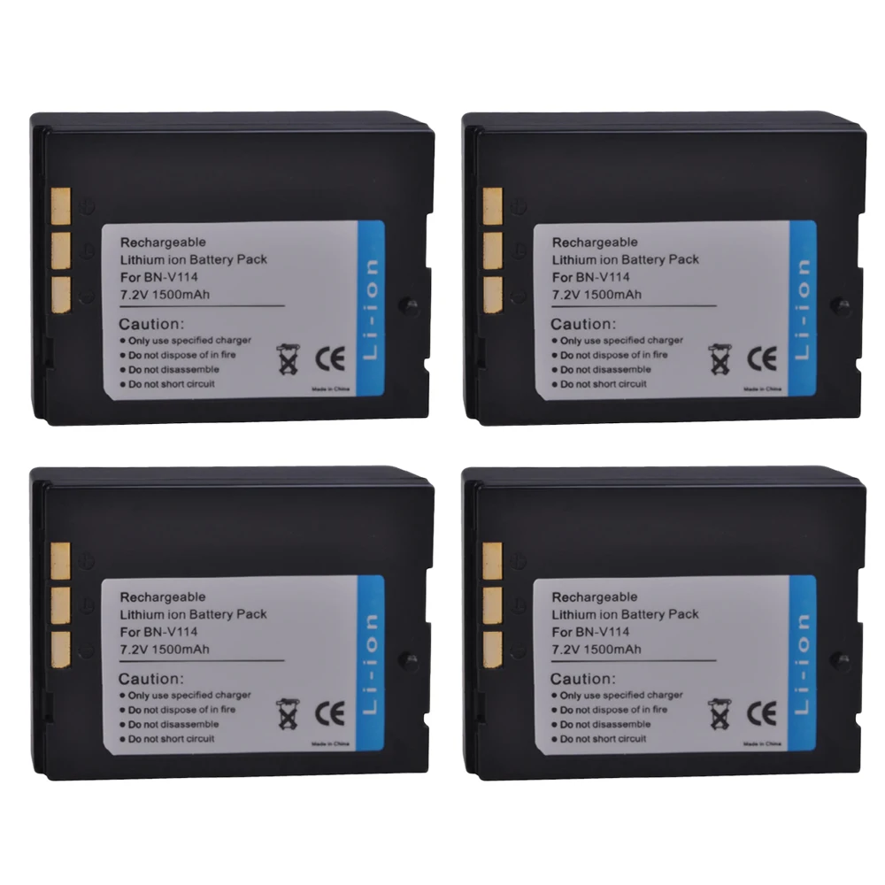 

4Pcs BN-V114, BN-V114U BNV114, V114U Battery for JVC GR-DVP1 GR-DX100EK GR-DVP3 GR-DX106 GR-DX48 GR-DVP3 ST GR-DX107 GR-DX55
