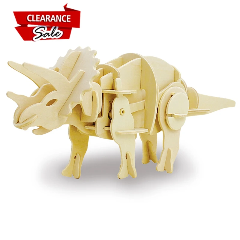 

Europe Buyer Super Deal Robotime DIY Biting Walking Triceratops Sound Control 3D Wooden Dinosaur Toy for Children Adult D430