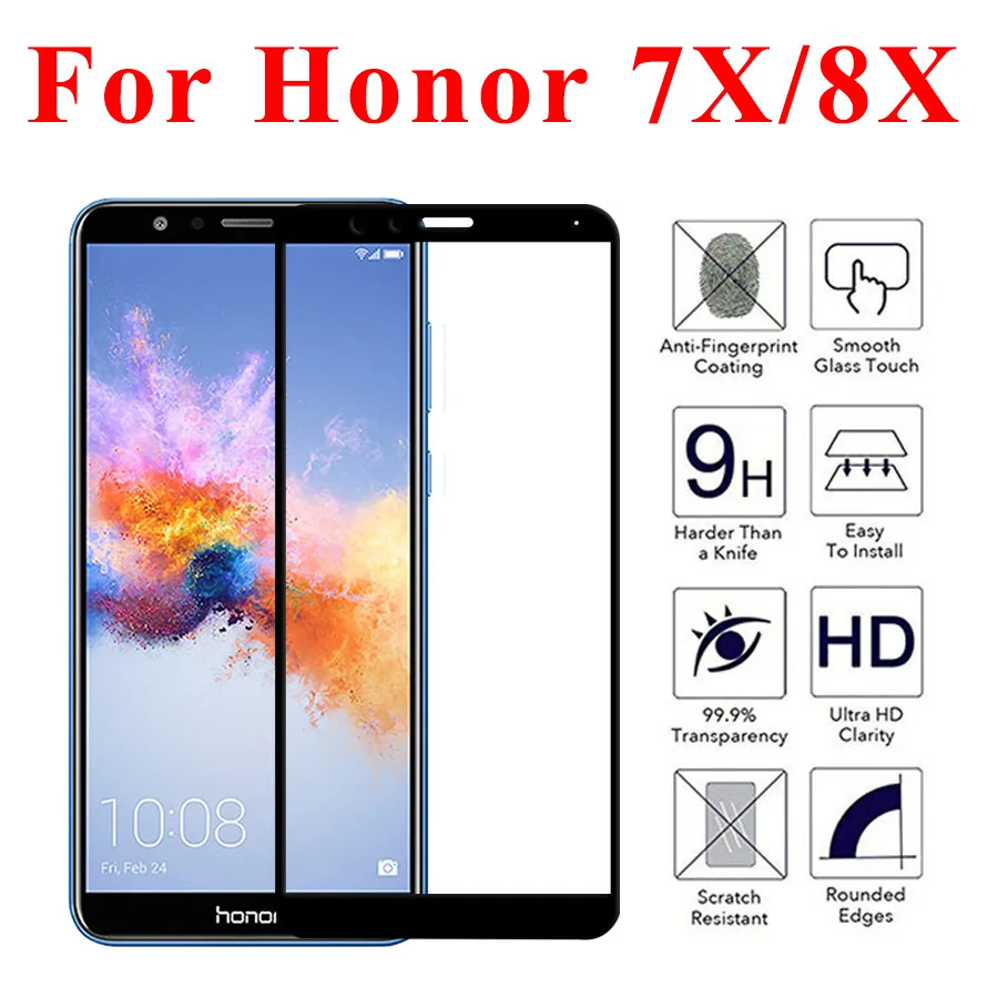 

On Honor 8x 7x Max Tempered Glass Original BUYFUN Full Cover Screen Protector For Huawei Honer x8 7 8 x xMax Protective Glasess
