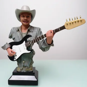 

New Arrival Guitar Player Bust Resin Musical West Cowboy Figure Statue Decoration Craft Home Bar Club Ornament