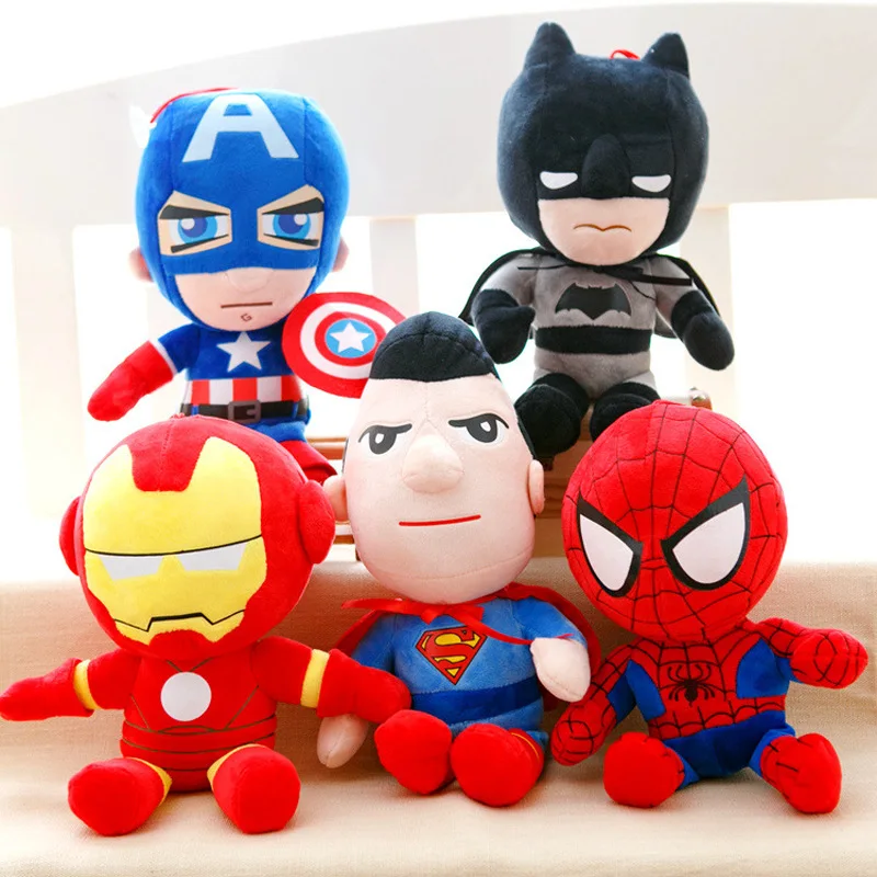 

5pcs/lot The Avengers super hero Iron Man Captain America SpiderMan Batman superman Stuffed Plush Doll For Kids Gifts