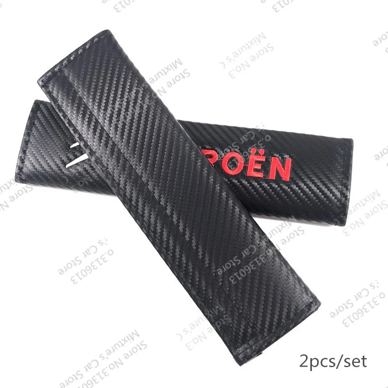 

2pcs Car Seat Belts Covers Padding Carbon Fiber Leather Belt Shoulder Sleeve For Citroen c3 c4 picasso c5 xsara c1 c4l