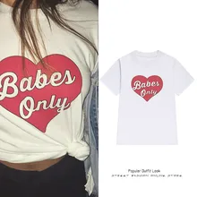 

2018 Summer Cotton T-shirt New Hot Street Style With Babes Love Letter Printing T Shirt Short Sleeve T Shirts