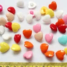 1200 шт радужные пластиковые пуговицы со стойками сердца смешанных цветов 15 мм-LK0046