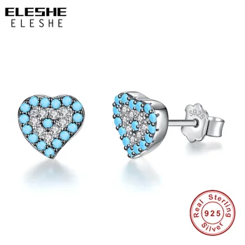 

ELESHE Classic Full Enamel Lucky Blue Eyes Stud Earrings 925 Sterling Silver Heart Earrings for Women Girls Fashion Jewelry Gift