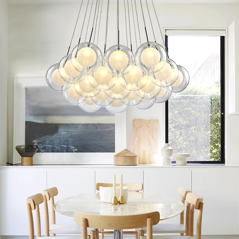 Современный светодиодный светильник-люстра, скандинавский стеклянный шар, лампа для гостиной, подвесные светильники, домашний декор, для столовой, спальни, светильники