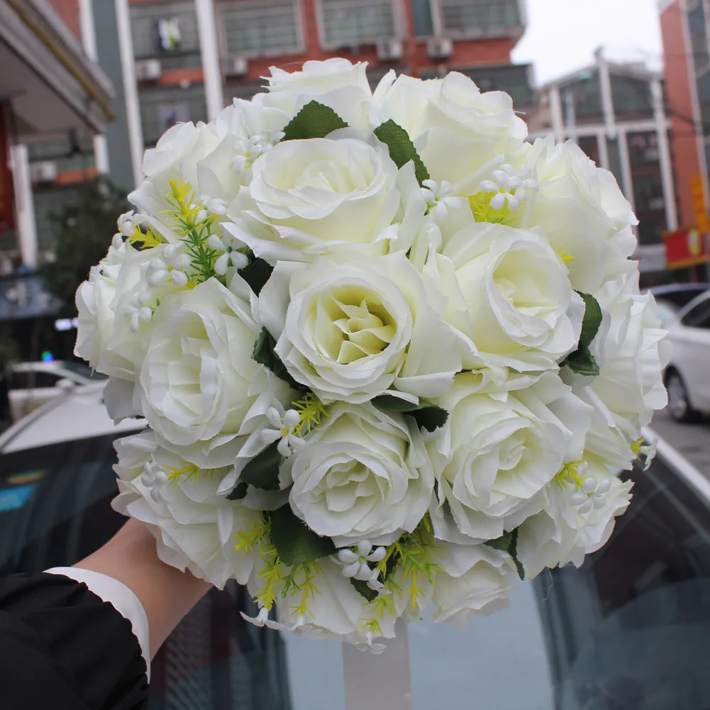 

White Rose Wedding Bouquet De Mariage Wedding Flowers Bridal Bouquets Artificial Wedding Bouquets Wedding Accessories