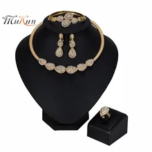 MUKUN NEW Exquisite Nigerian Wedding Jewelry set Women Costume Dubai Gold Jewelry Set African Beads Jewelry set wholesale Design 2017 new design handmade coral beads statement necklace set nigerian wedding african beads lace jewelry set free shipping abk849
